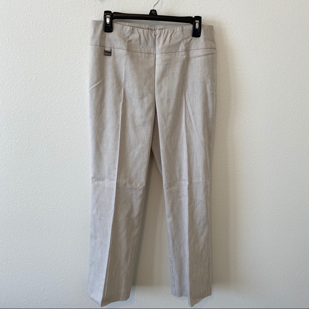 Lisette L Montreal Beige Stretch Linen Ankle Pant - Picture 2 of 6